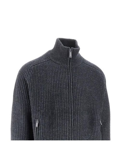 DSquared² Gray High-Neck Zipped Knitted Cardigan for men