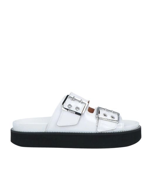 Ganni Black Simple One-Strap Leather Sandals