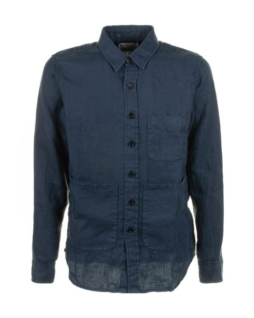 Aspesi Blue Long Sleeved Pocket-Detailed Shirt for men