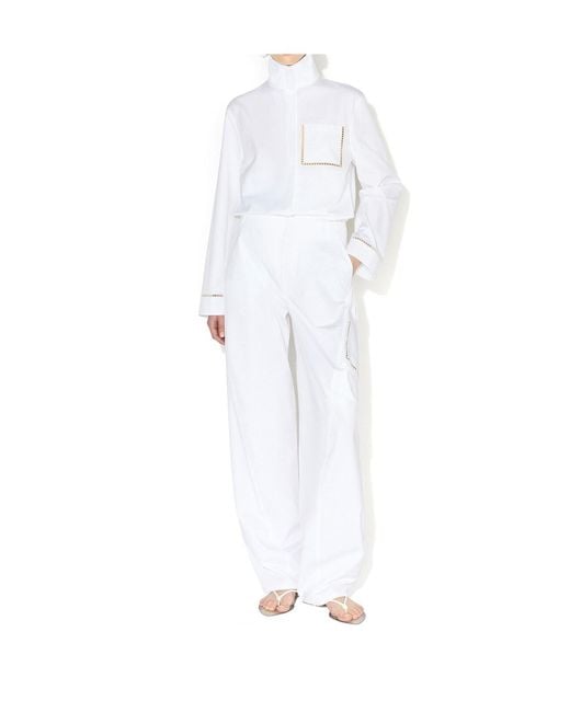 Alaïa White Alaïa High-Waist Wide-Leg Pants