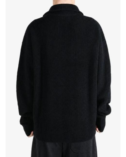 Extreme Cashmere Black Long-Sleeve Zip-Up Cardigan for men