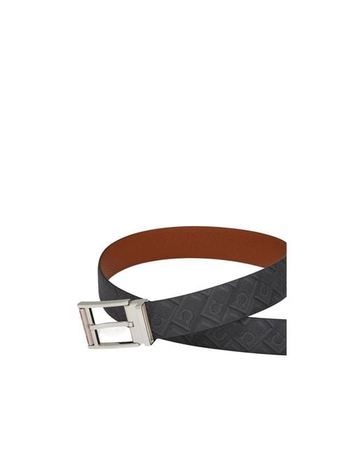 Ferragamo White Ferragam Reversible Buckle Textured Belt for men