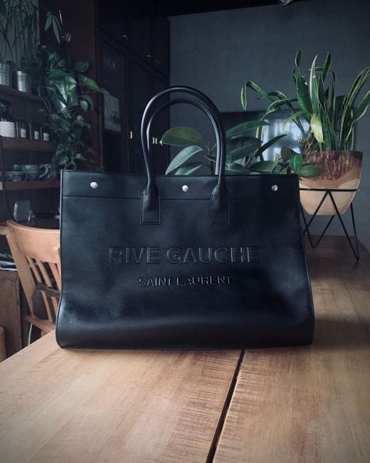 Saint Laurent Black Rive Gauche Large Tote Bag for men