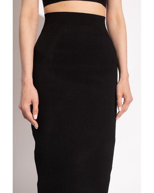 Victoria Beckham Black Knitted Midi Pencil Skirt