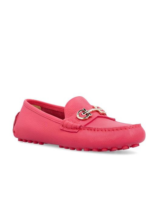 Ferragamo Pink Logo Love Shoes