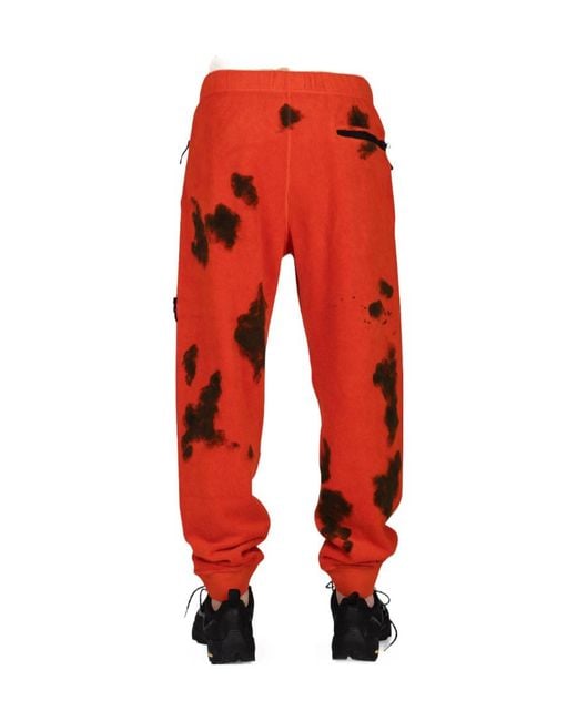 Stone Island Red Compass-Motif Fleece Track Pants for men