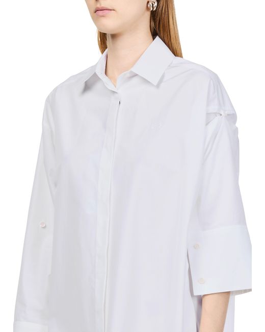 Loewe White Lapel Long-Sleeved Dress