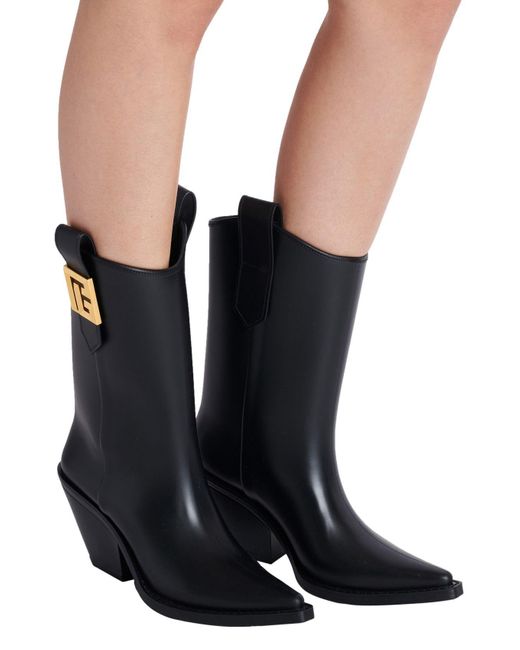 Balmain Black Pointed Ankle Boots