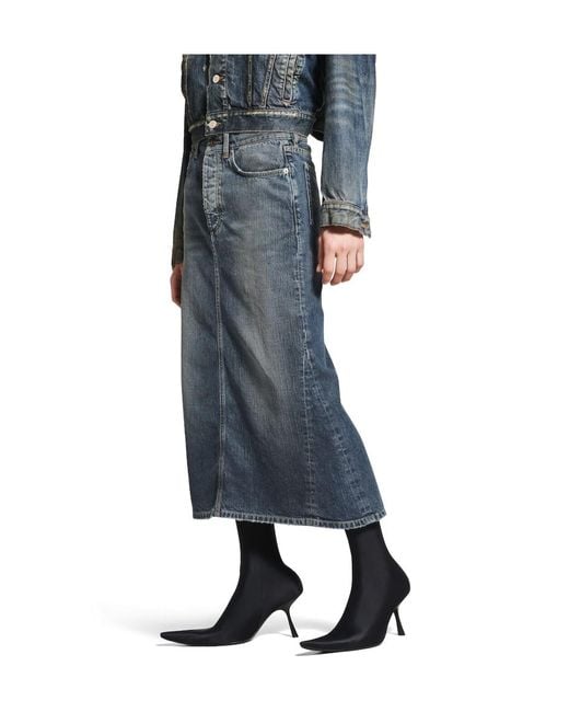 Balenciaga Blue Denim Midi Skirt