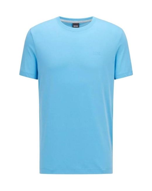 Boss Blue T-Shirt With Round Neck And Short Sleeves for men