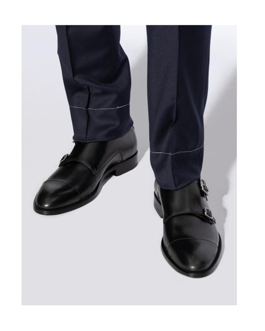Jimmy Choo Black Finnion Monkstrap Derby Shoes for men