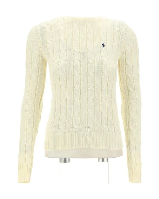 Polo Ralph Lauren White Pony Embroidered Crewneck Jumper