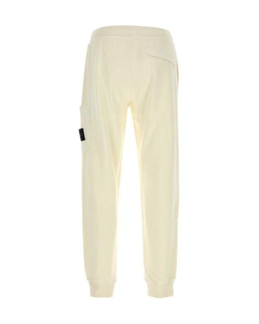 Stone Island Natural Drawstring Logo Patch Pants for men
