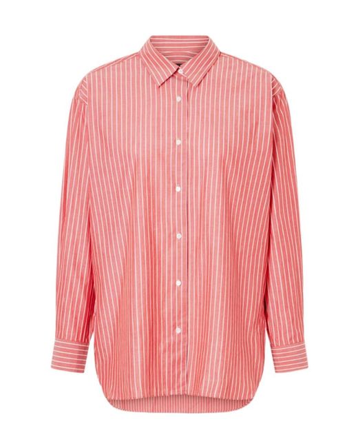 Nili Lotan Pink Yorke Striped Cotton Shirt