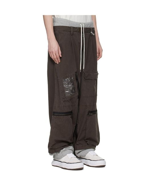 Maison Mihara Yasuhiro Brown Drawstring Cargo Casual Pants for men