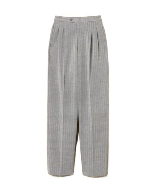 Twinset Gray Pinstriped Pleated Trousers