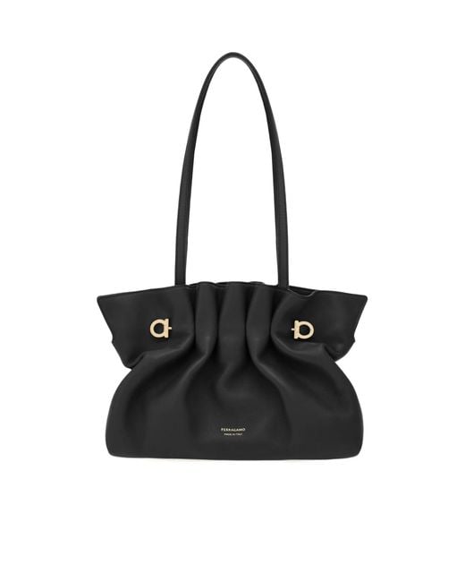Ferragamo Black Small Piercing Shoulder Bag
