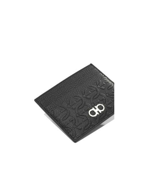 Ferragamo Black Flat Card Holder for men