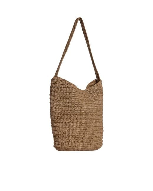 The Row Brown Alma Raffia Shoulder Bag