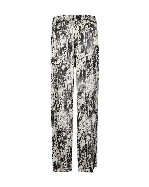 Pt Pantaloni White Floral-Print Wide-Leg Trousers