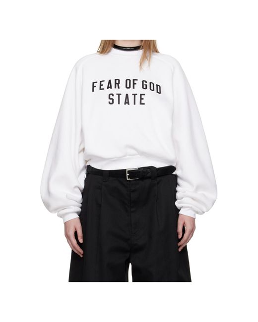 Fear Of God White Ribbed Round-Neck Sweatshirt