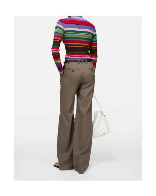 Acne Red Striped-Pattern Turtleneck Sweater