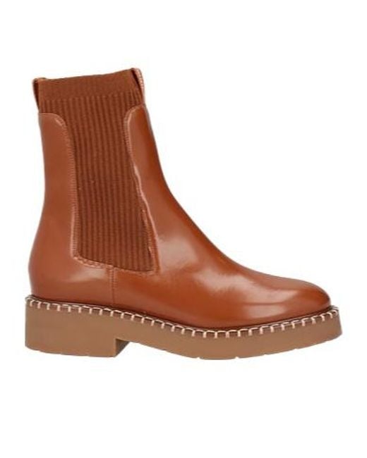Chloé Brown Patent Leather Sock Boots