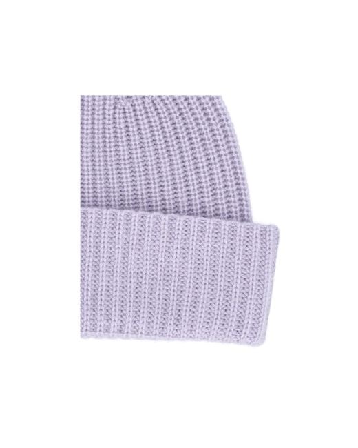 Loro Piana Purple Ribbed Turn-Up Beanie Hat for men