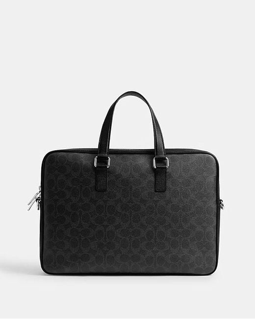 COACH Black Caden Zip Patterned Briefcase for men