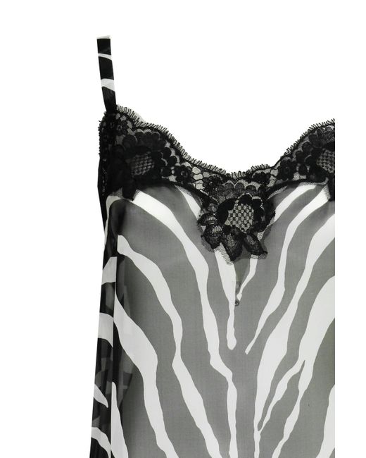 Dolce & Gabbana Black Zebra Pattern Lace-Trim Top