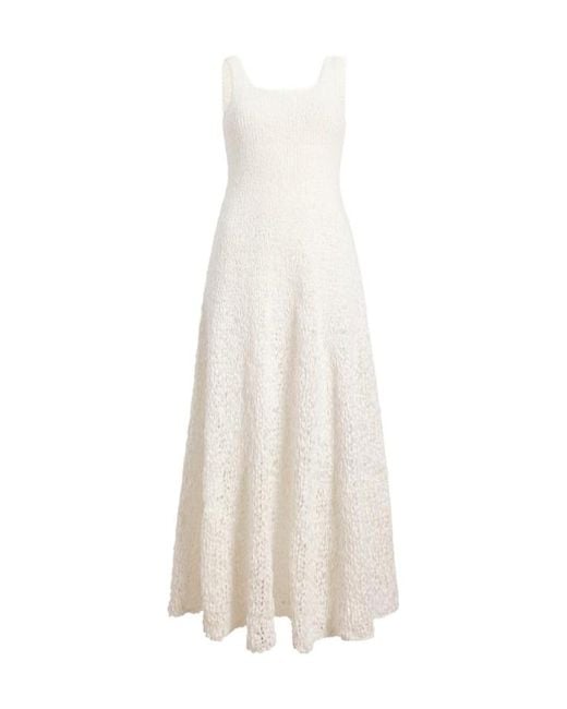 Khaite White Twigs Square-Neck Dress