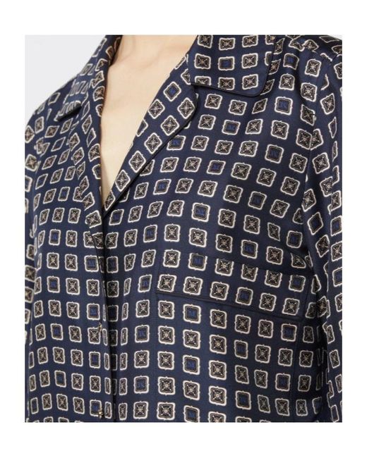 Max Mara Blue Silk Printed Shirt