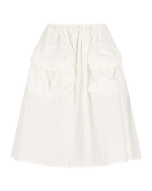 Miu Miu White Flap-Pocket Midi Skirt