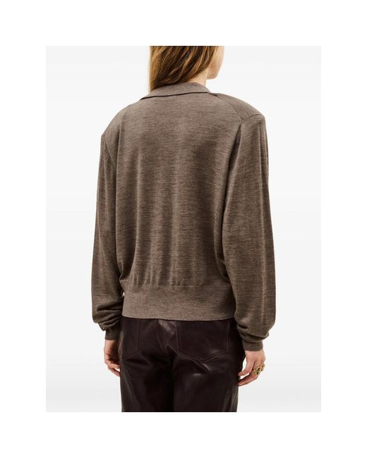 Ba&sh Brown Polo Knit Cardigan