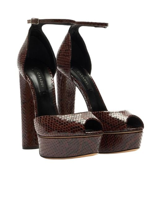 Casadei Brown Flora Platform Basilisco Sandal