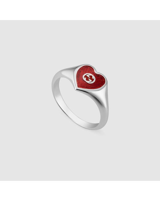Gucci White Interlocking G Heart Ring