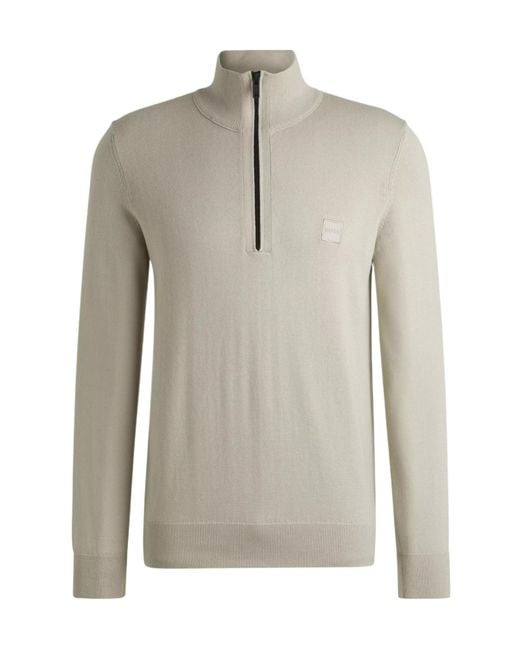Boss Gray Hbo Kanobix Quarter Zipped Sweater for men