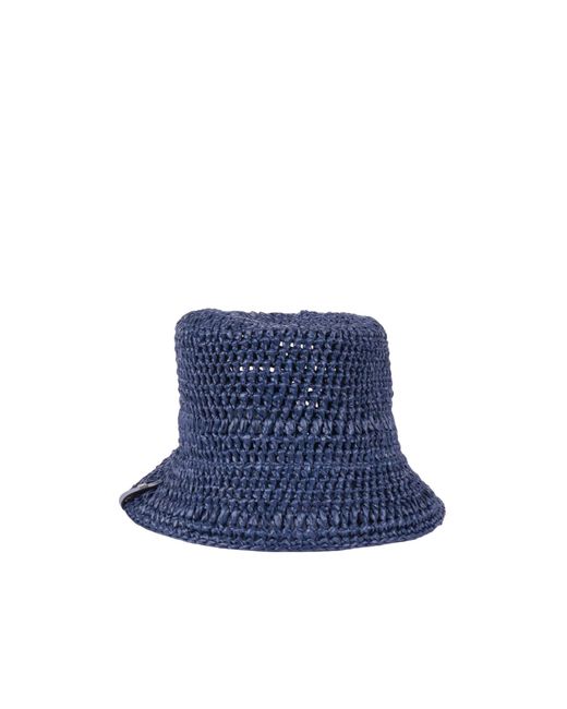 Weekend by Maxmara Blue Logo Lettering Woven Bucket Hat