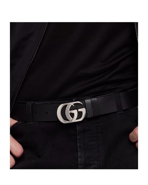 Gucci White Logo Plaque Monogrammed Belt for men