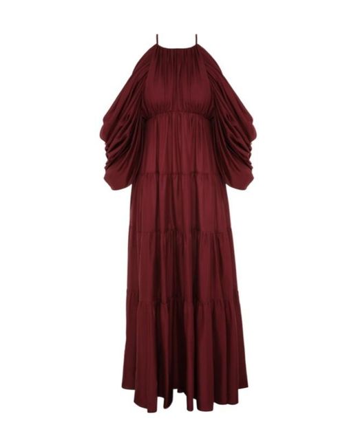 Zimmermann Red Tallow Pleated Long Dress