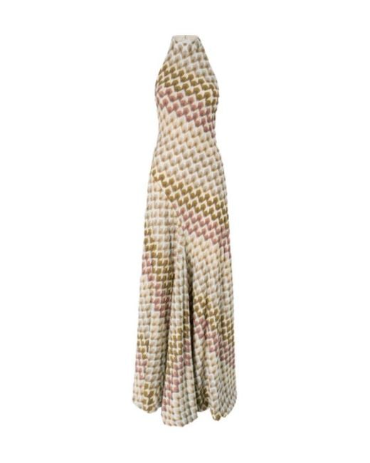Missoni Metallic Geometric-Pattern Halterneck Dress