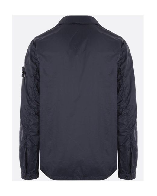 Stone Island Blue Compass-Patch Padded Jacket for men