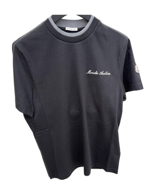 Moncler Black Logo Embroidered Crewneck T-Shirt for men