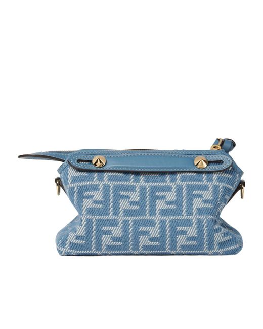 Fendi Blue Denim-Effect Ff Jacquard Mini-Bag