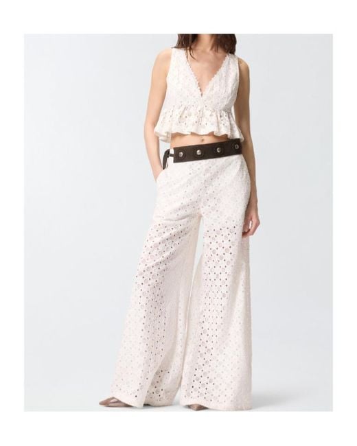Pinko White Kiersten V-Neck Top