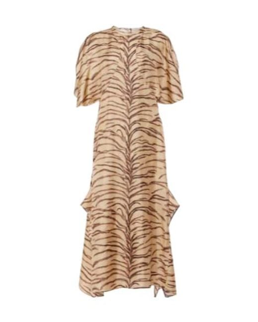 Stella McCartney Natural Printed Silk Midi Dress