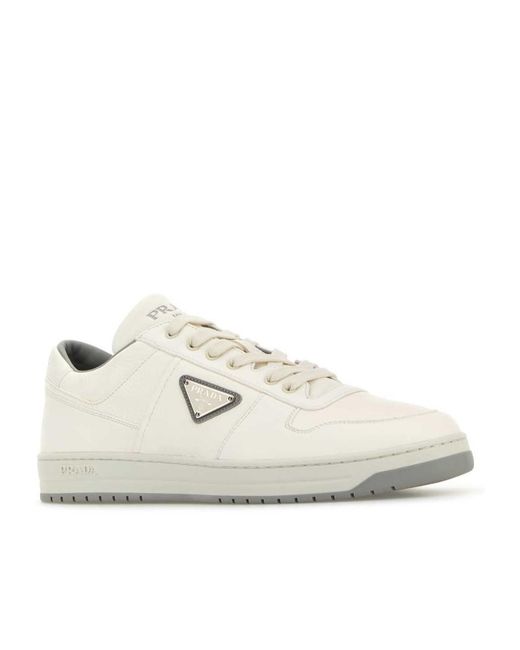 Prada White Downtown Lace-Up Sneakers for men