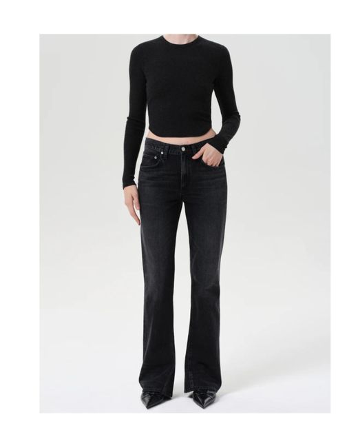 Agolde Black Mid-Rise Flared Leg Jeans