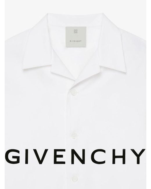 Givenchy White Logo Printed Short-Sleeved Shirt for men
