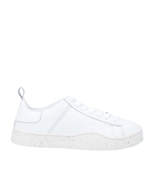 DIESEL White Simple Solid-Color Sneakers